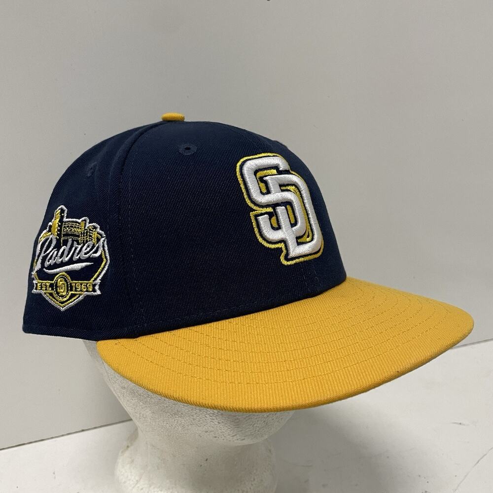 New Era MLB San Diego Padres 59FIFTY Fitted Hat Cap Navy EST 1969 Patch 7 3/4